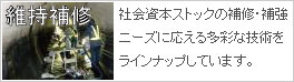 社会資本ストックの更新ニーズに応える多才な維持補修技術をラインナップしています